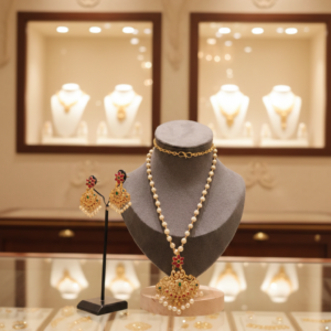 gold plated necklace anti tarnish with earrings set ethnic jewellery for girls and woman